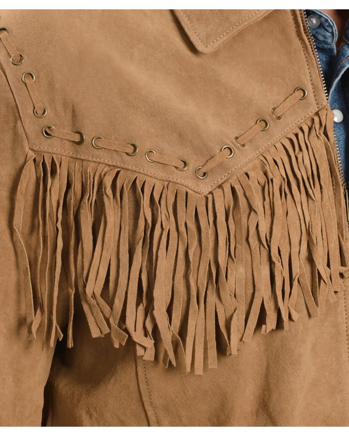 Scully Men's Boar Suede Fringe Leather Jacket - Bourbon