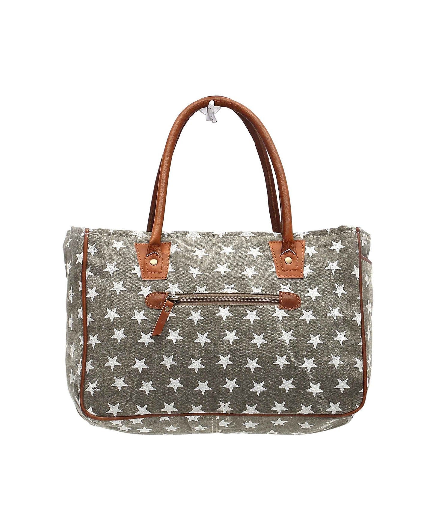Myra Bag Women's Freedom Of Stars Grey Tote Bag Double Handle Canvas New