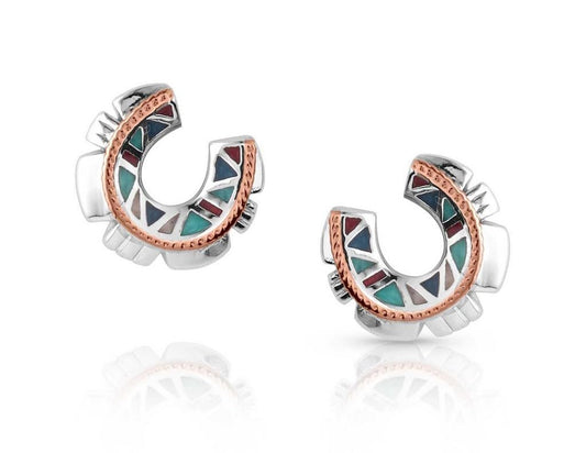 Montana Silversmiths Western Mosaic Horseshoe Earrings - ER5687