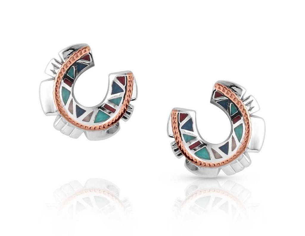 Montana Silversmiths Western Mosaic Horseshoe Earrings