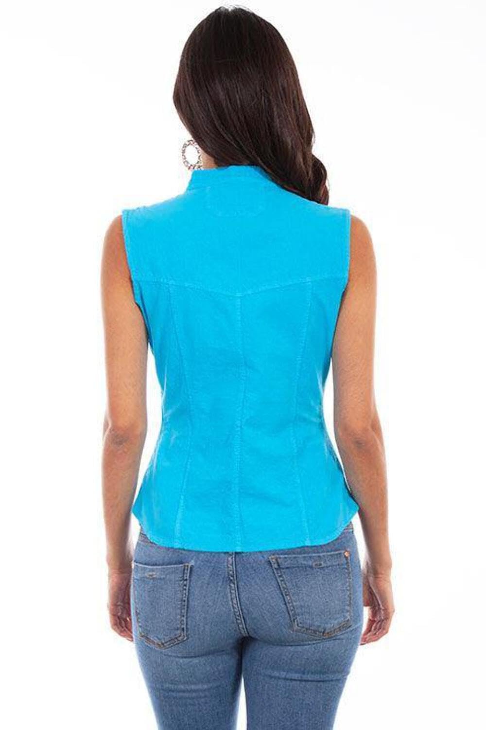 Scully Women's Western Cantina Sleeveless Blouse - Turquoise