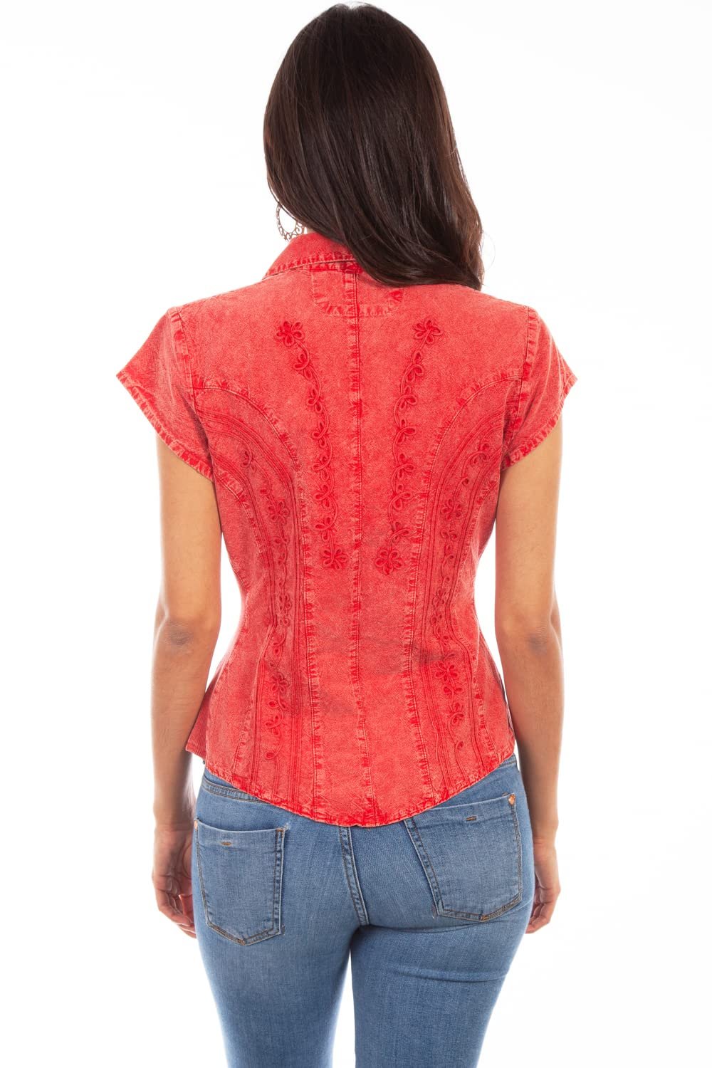 Scully Women's Cantina Celia Cap Sleeve Peruvian Cotton Blouse - Brick