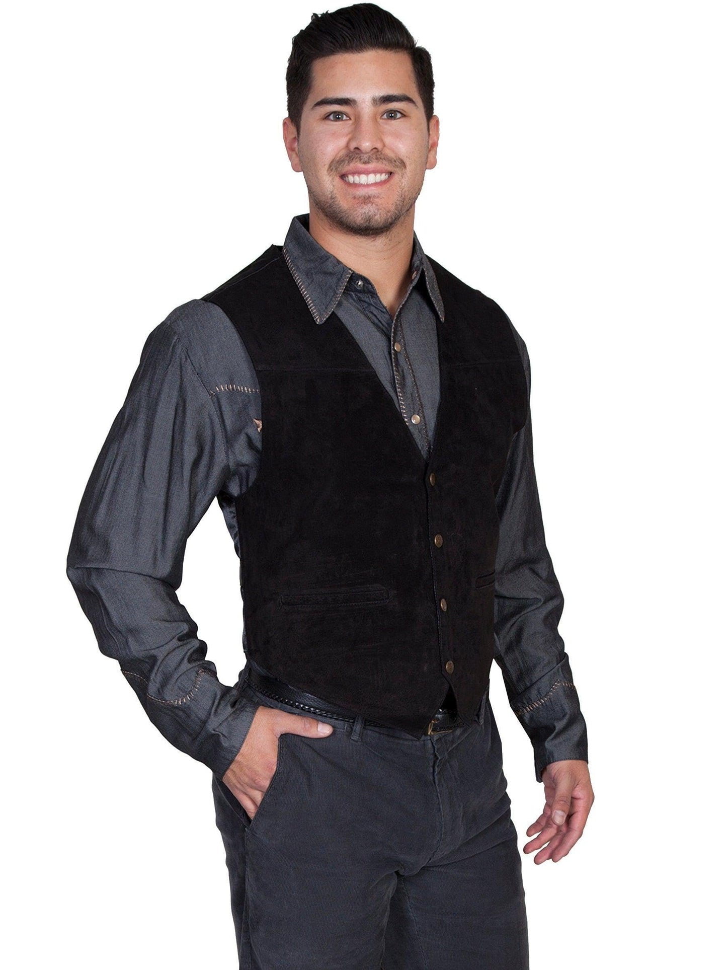 Scully Men's Suede Leather Western Vest - Black