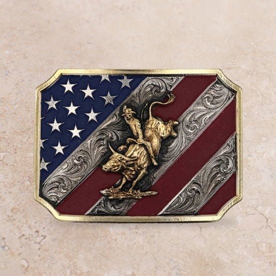 Montana Silversmiths Patriot Bull Rider Attitude Buckle