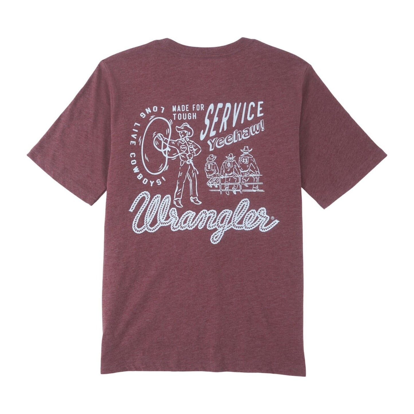 Wrangler Boy's Sable Heather Rodeo Graphic T-Shirt Top Short Sleeve Burgundy New