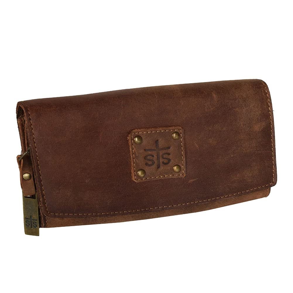STS Ranchwear Womens Baroness Distressed Brown Leather Trifold Wallet