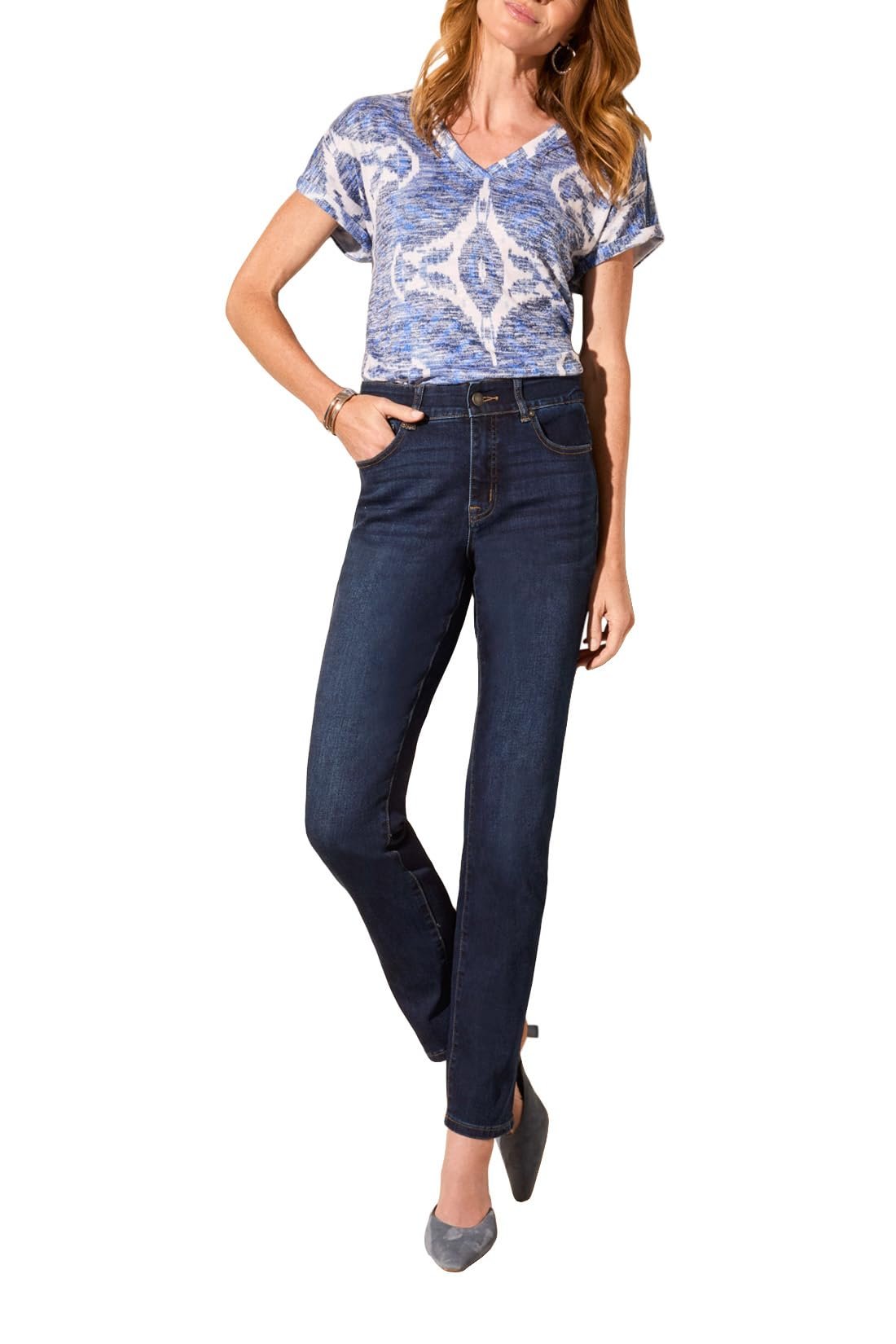 Tribal Women's Sophia Curvy Straight Fit Jeans (Regular, Plus and Petite Sizes)