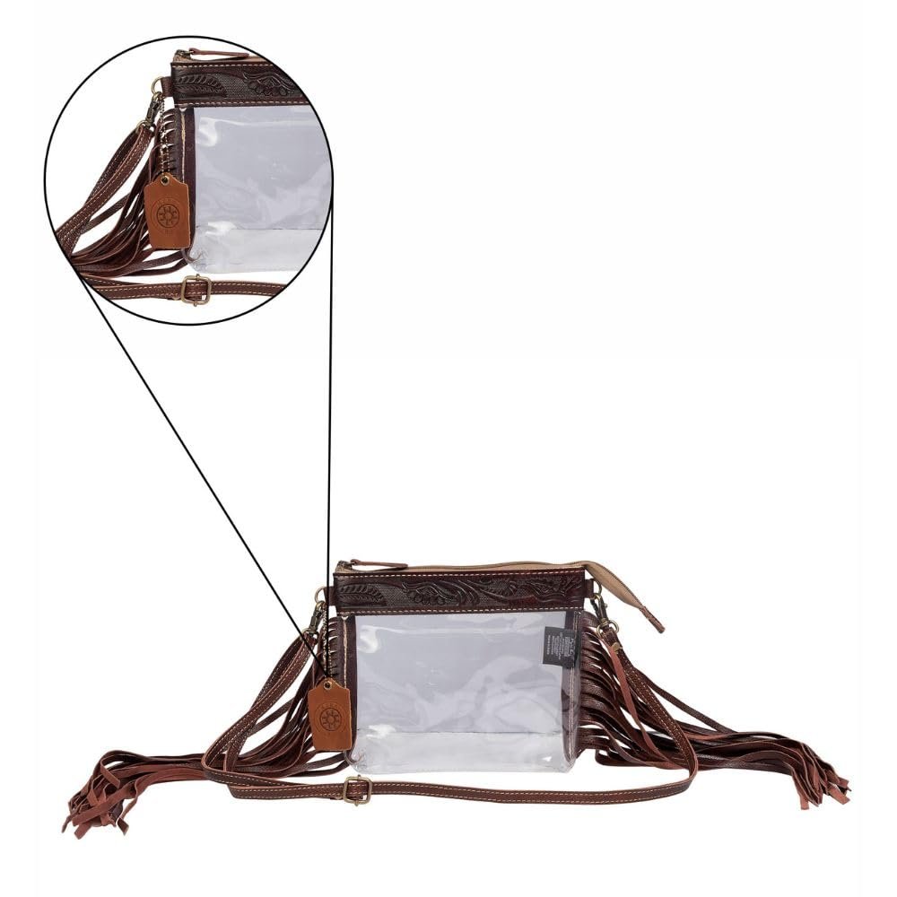 Myra Bag Clear Leather Fringe Purse