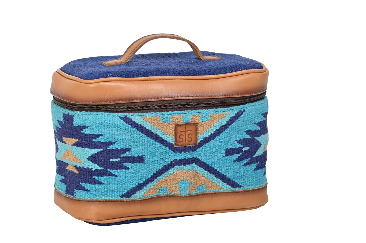 StS Ranchwear Western Cosmetic Bag Womens Leather Blue STS32928