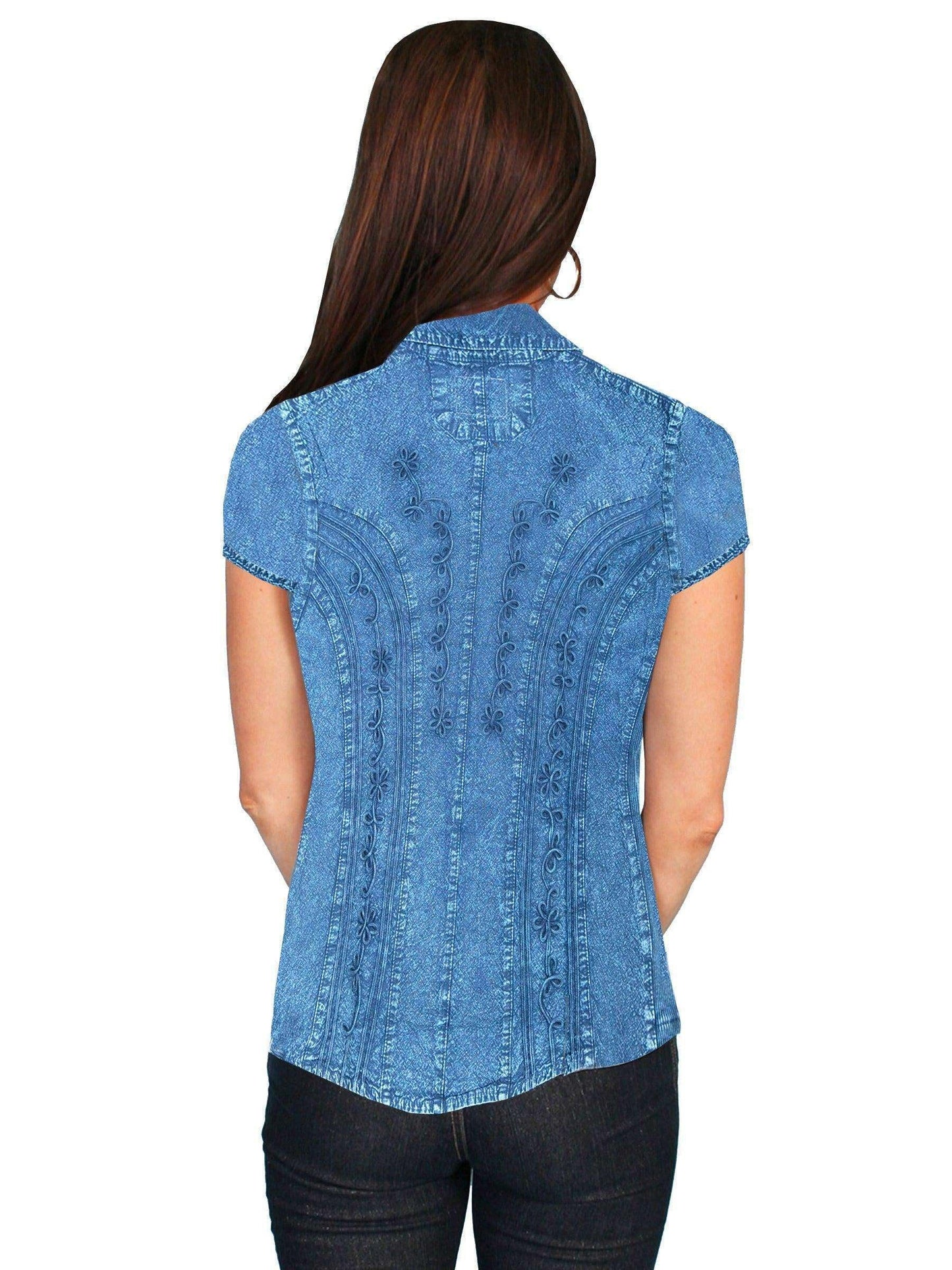 Scully Women's Cantina Celia Cap Sleeve Peruvian Cotton Blouse - Dark Blue