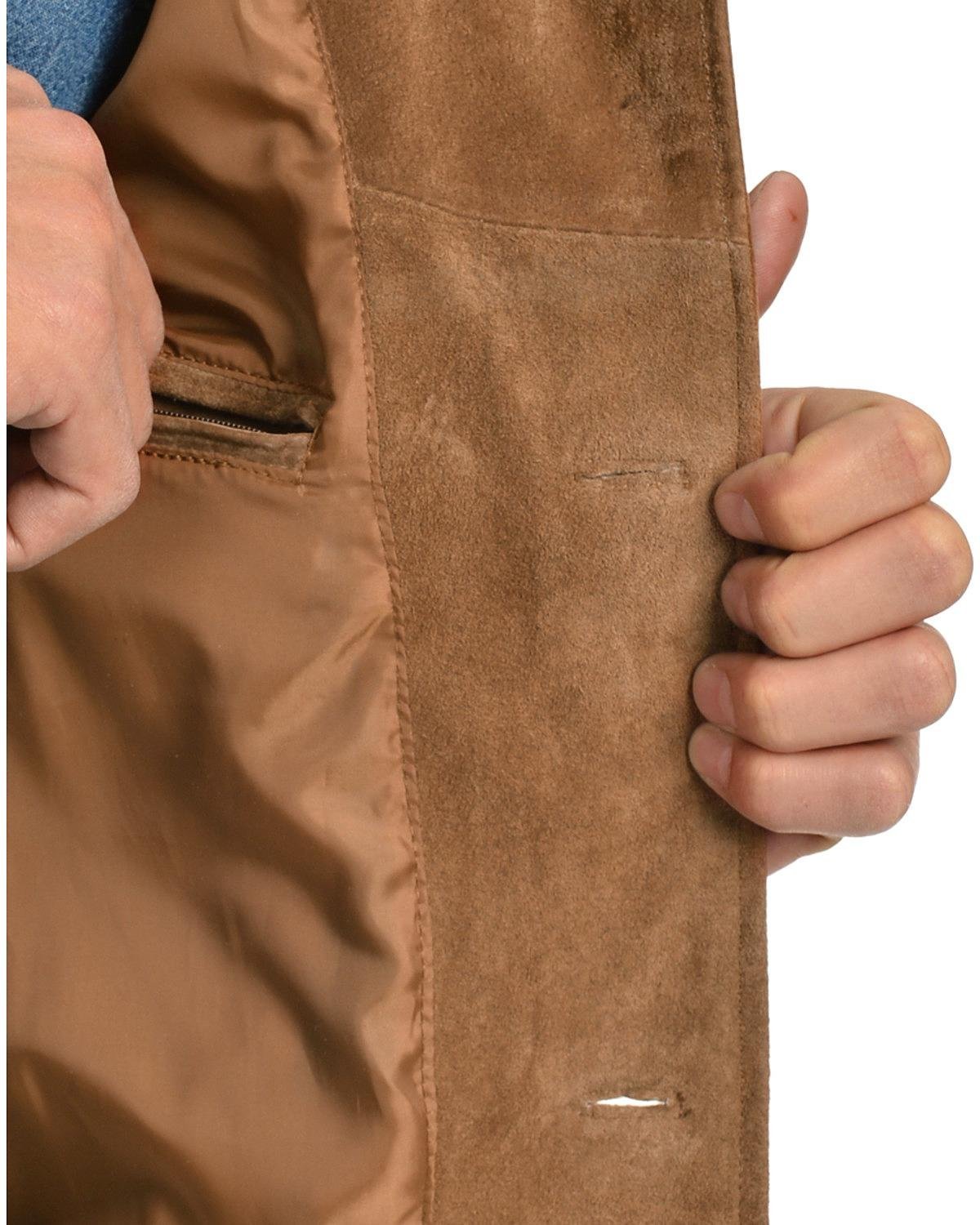 Scully Men's Suede Fringe Leather Jacket, Cinnamon