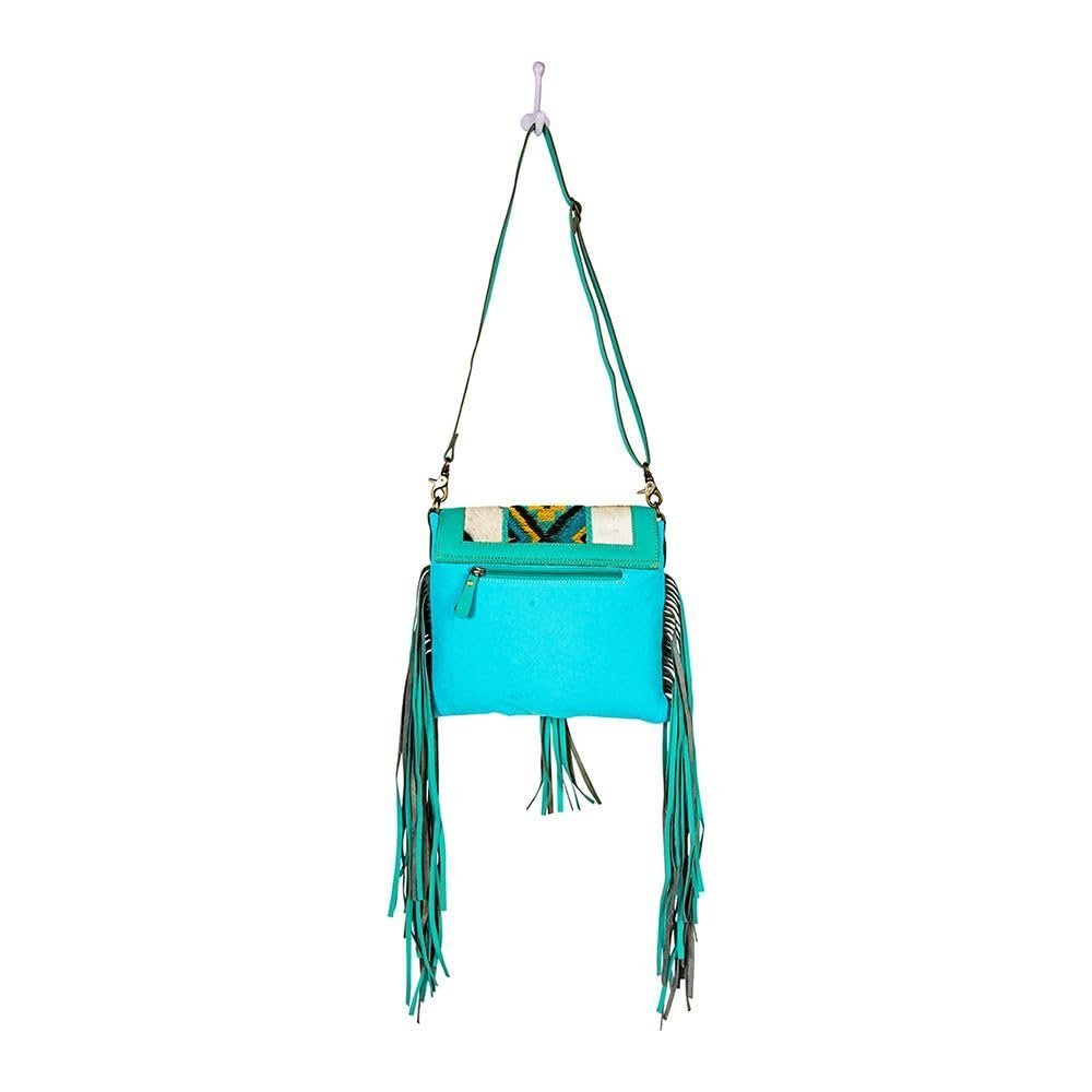 Myra Bag Shoulder Bag for Women Western Upcycled Hairon Canvas & Leather Tassel