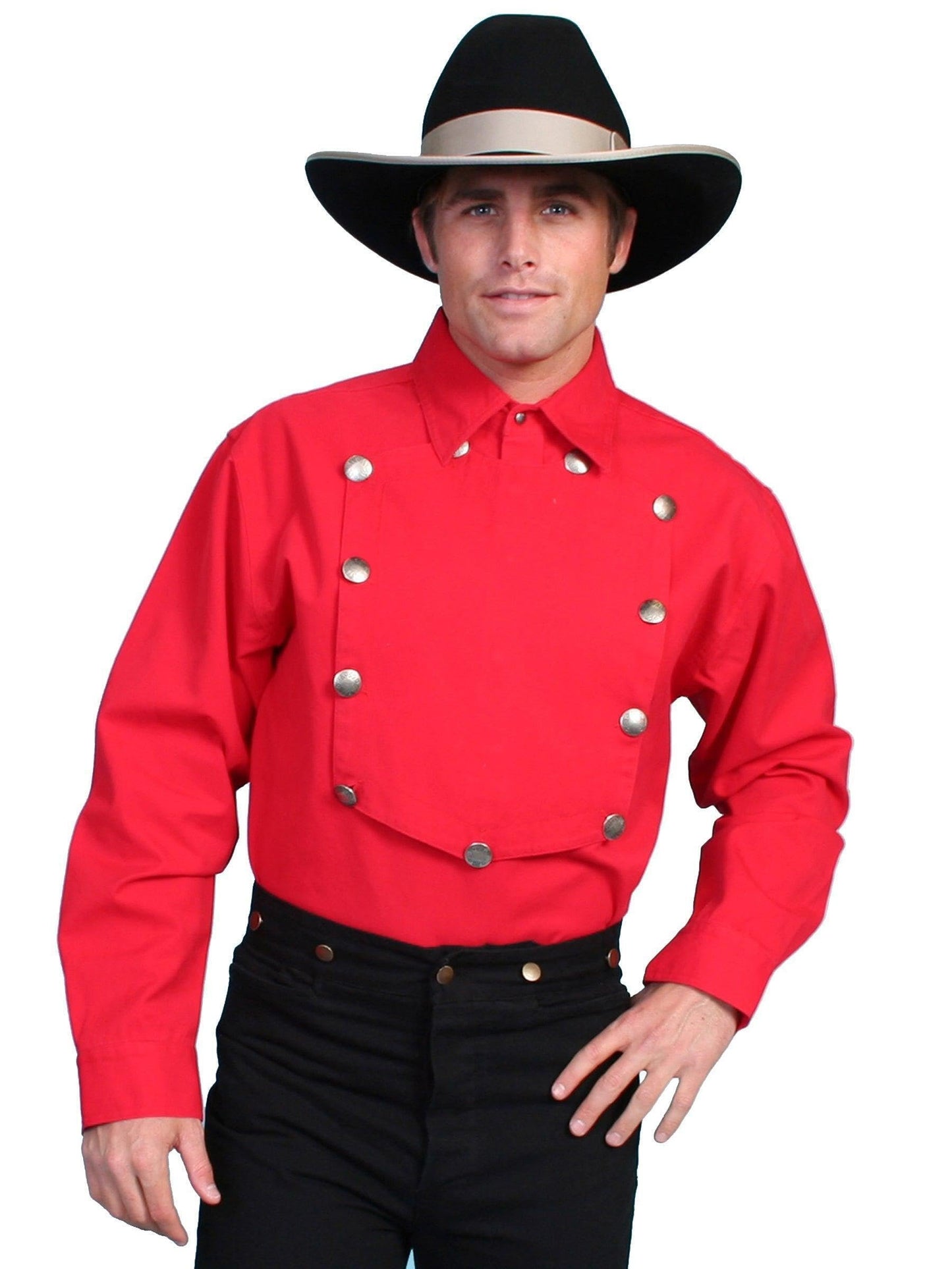 Scully Men's Rangewear Long Sleeve Bib Shirt - Red