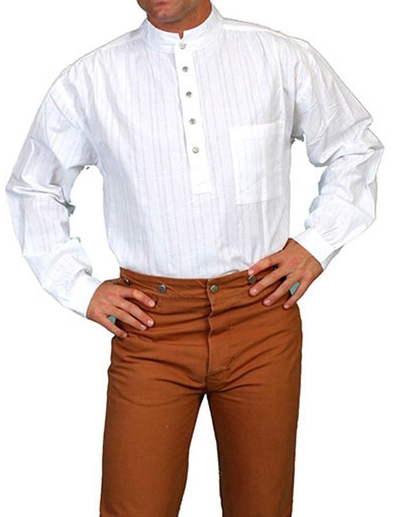 Scully Rangewear Men's Tonal Dobby Stripe Shirt - White