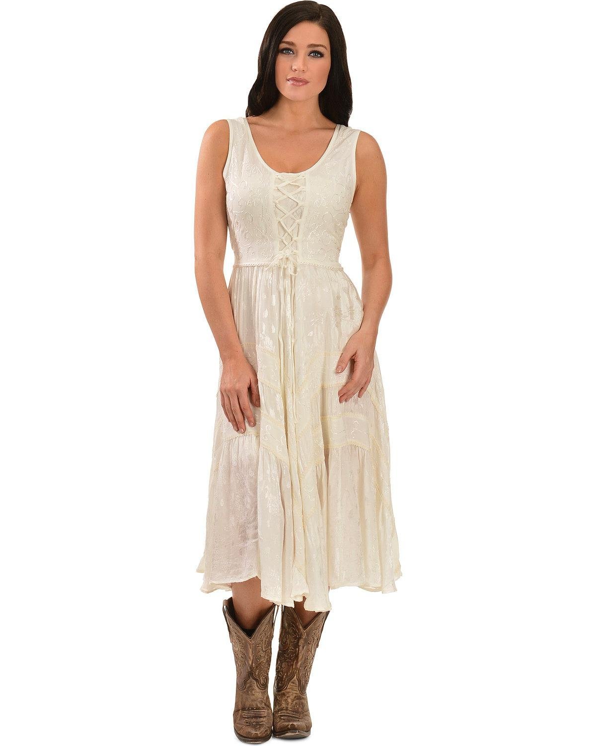 Scully Women's Lace Front Sleeveless Full Length Dress - Ivory