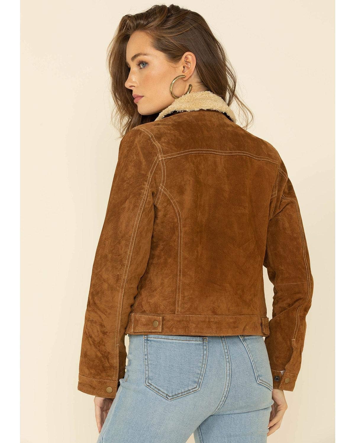 Scully Women's Faux Shearling Suede Leather Jacket - Cinnamon