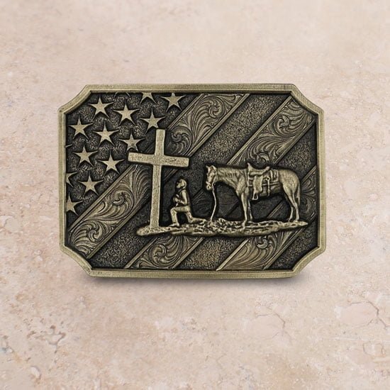 Montana Silversmiths Patriot Christian Cowboy Attitude Buckle