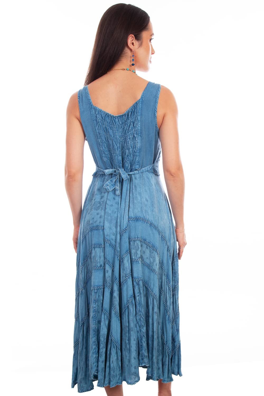 Scully Women's Lace Front Sleeveless Full Length Dress - Light Denim