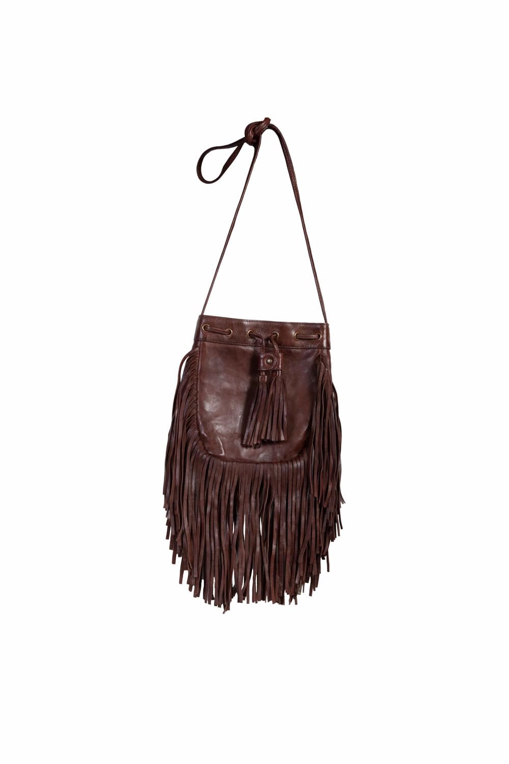 Scully Fringe Leather Crossbody Handbag - Chocolate