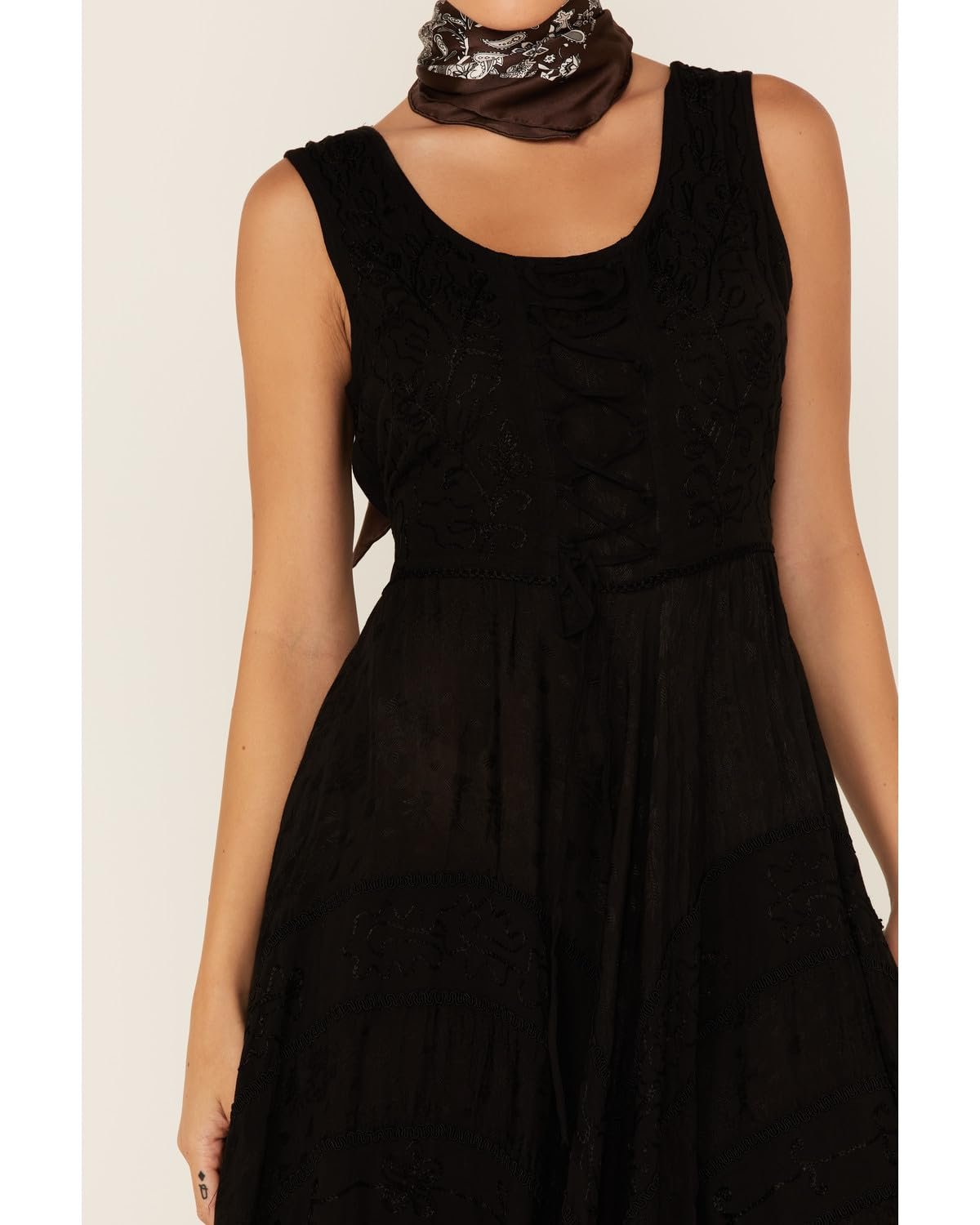 Scully Women's Lace Front Sleeveless Full Length Dress - Black