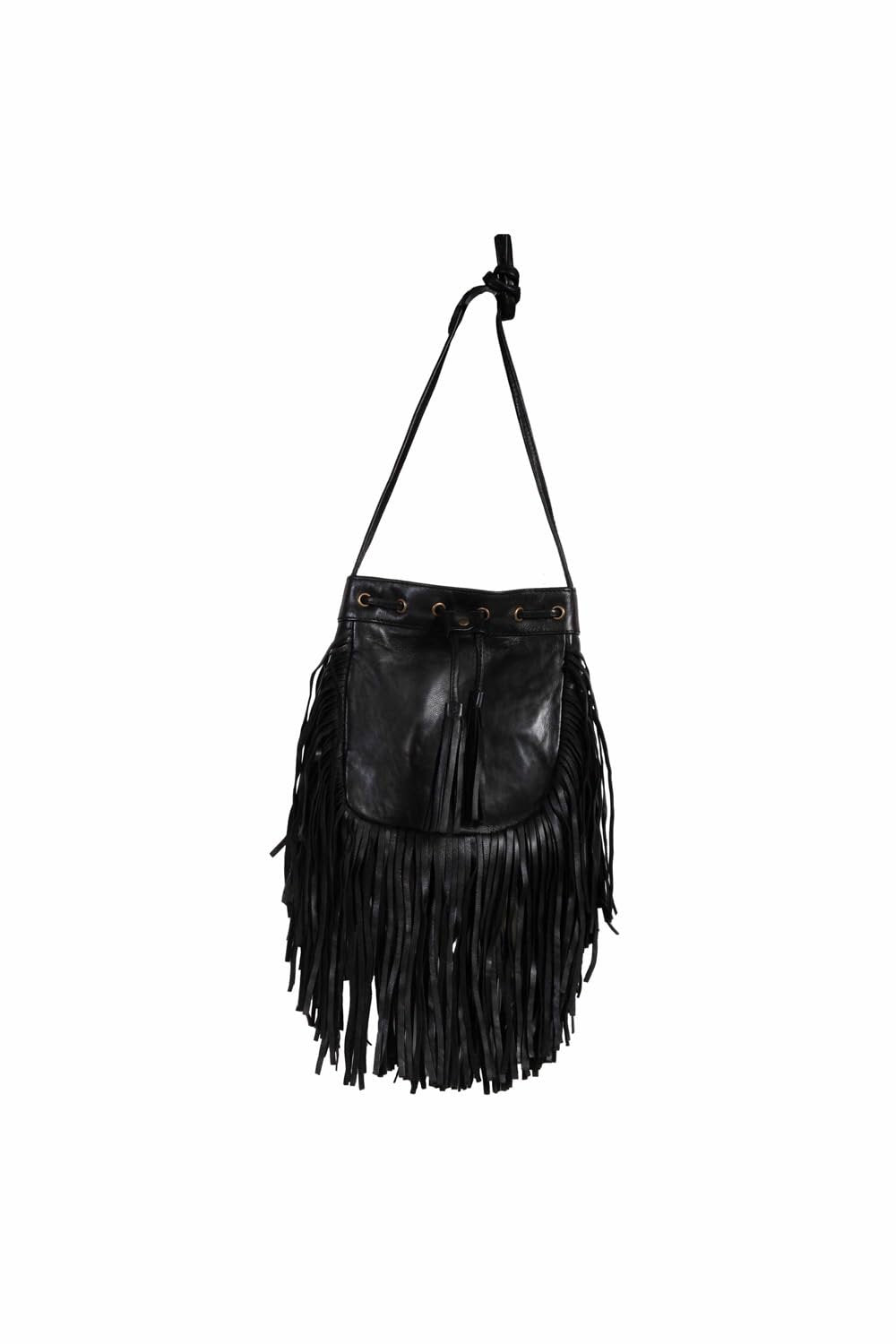 Scully Fringe Leather Crossbody Handbag - Black