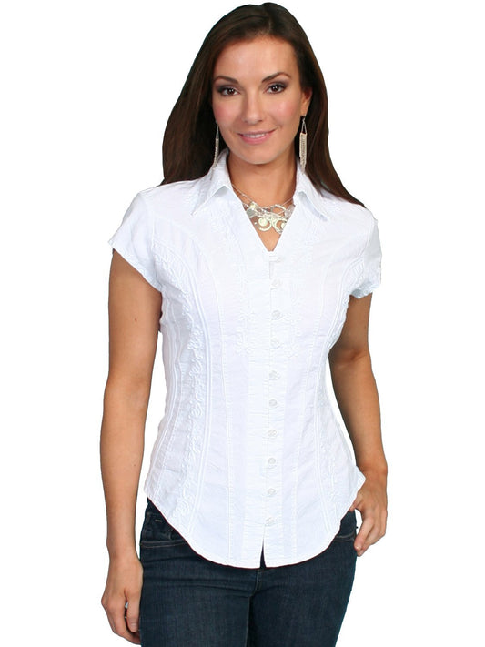 Scully Women's Cantina Celia Cap Sleeve Peruvian Cotton Blouse - White
