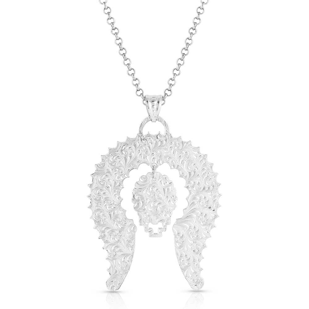 Montana Silversmiths Western Lifestyle Women's USA Made Necklace (Blue Spring Turquoise Squash Blossom), 28'' (NC5239)
