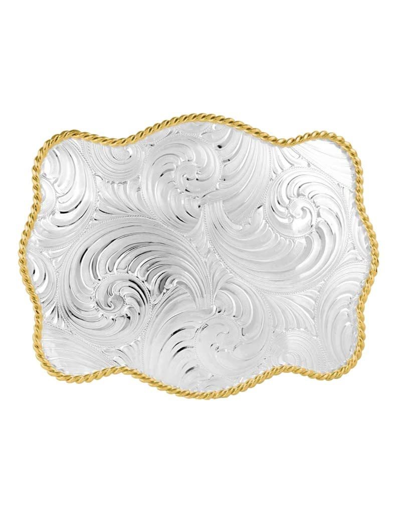 Montana Silversmiths Belt Buckle Bold Engraved Two-Tone Silver 50510NF