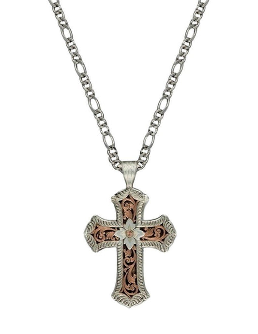 Montana Silversmiths Women's Retro Cross Pendant Necklace Silver One Size