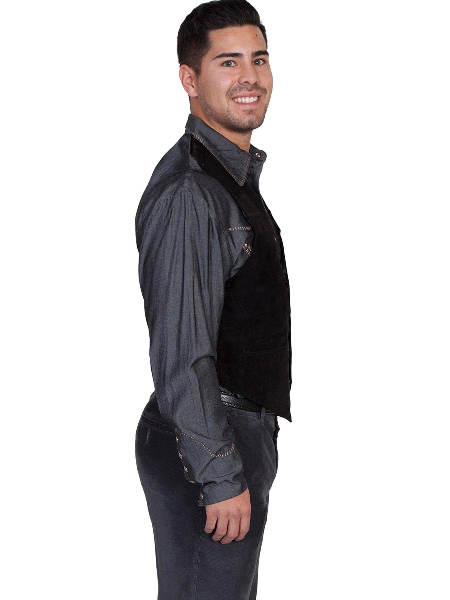 Scully Men's Suede Leather Western Vest - Black