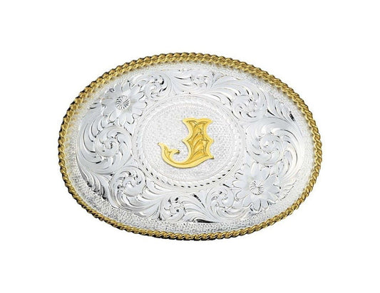 Montana Silversmiths Initial J Silver  Two Toned - Acc Buckle  - 700J