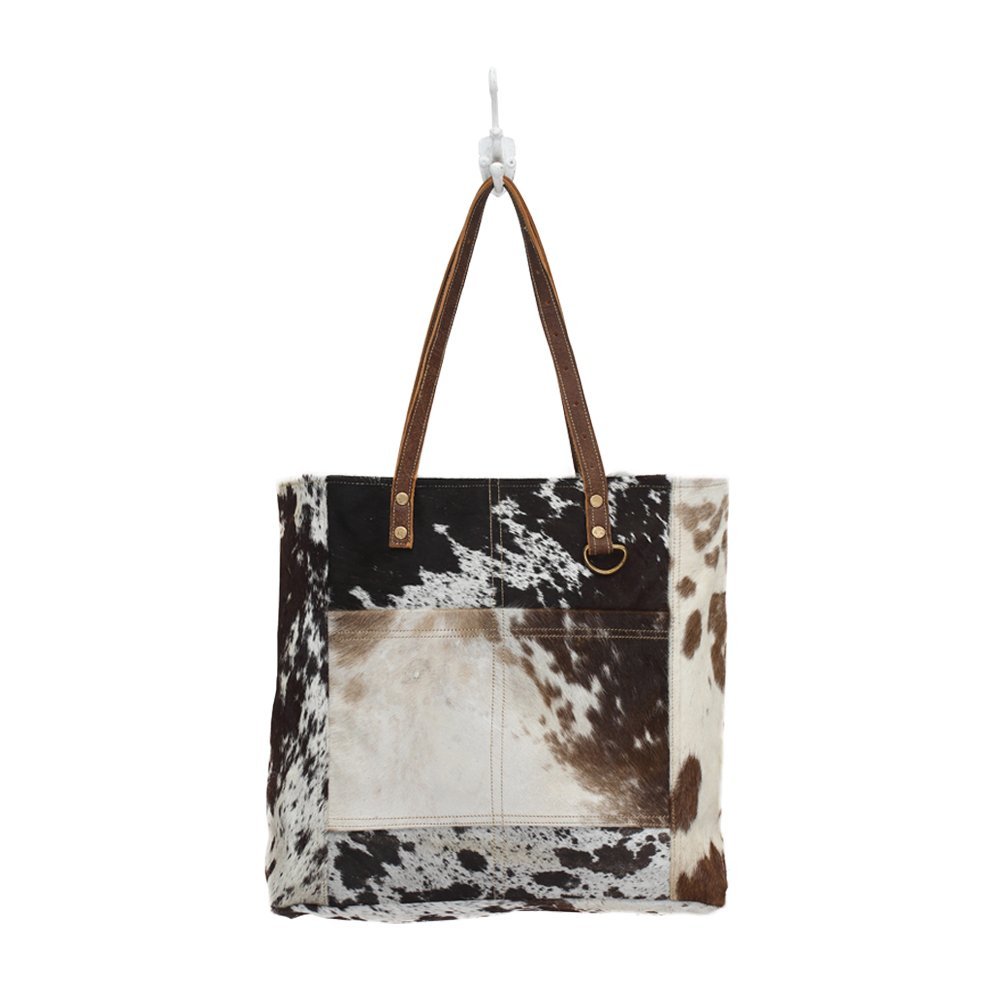 Myra Bag Women's Harion Front Pocket Bag Faux Fur Double Handle Animal Print New