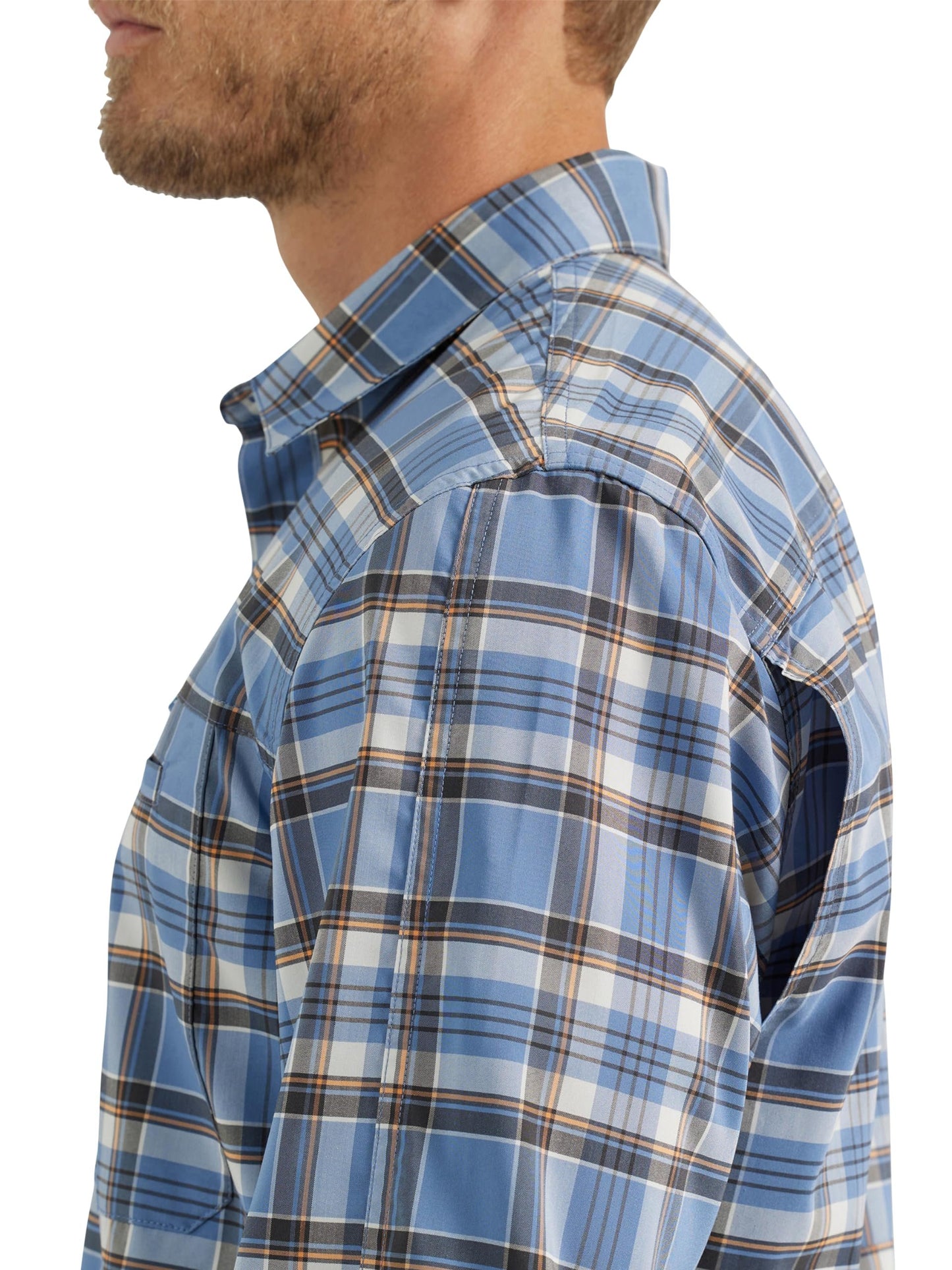 ATG by Wrangler Men's Long Sleeve Hike to Fish Shirt, Bistre Plaid