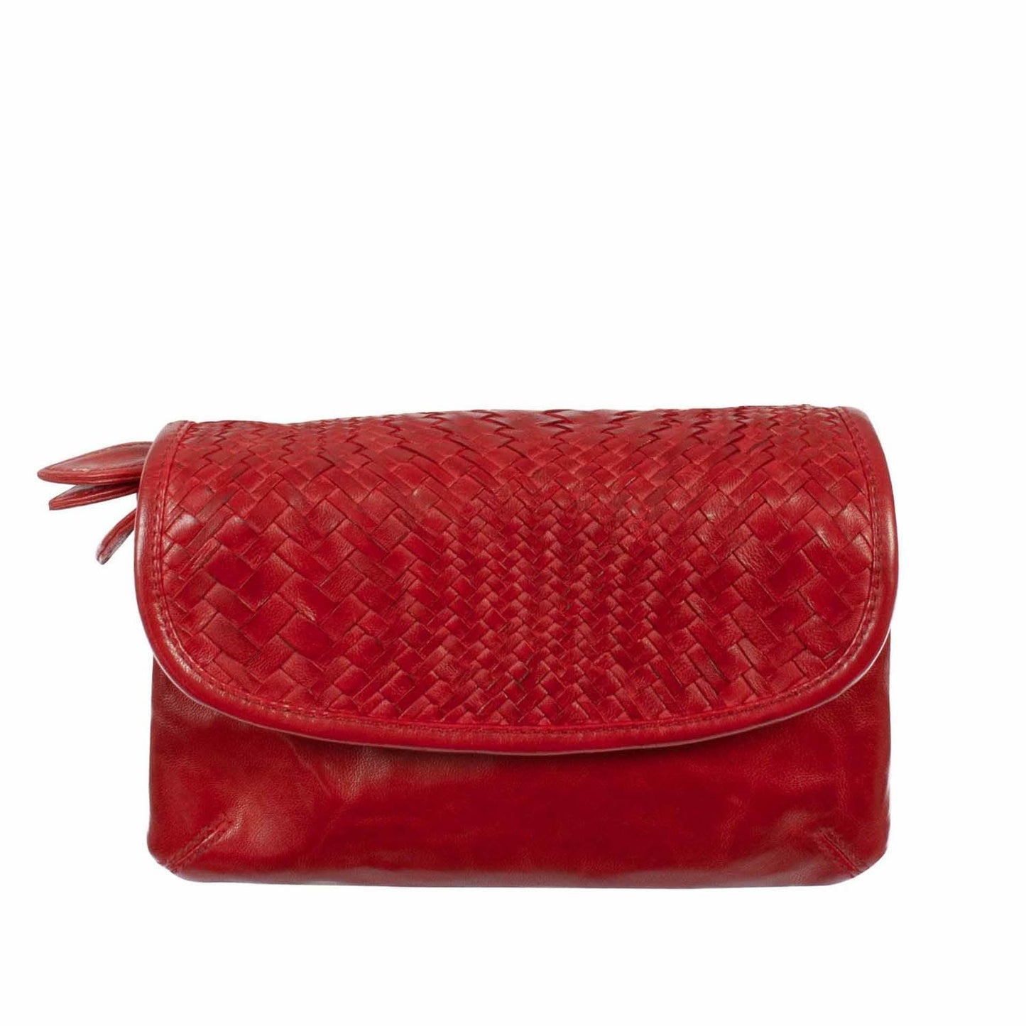 Scully Woven Leather Crossbody Handbag - Red