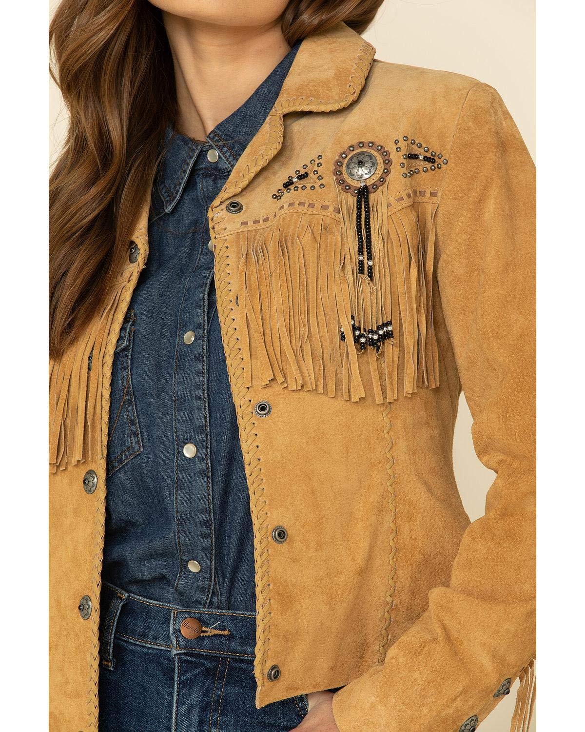 Scully Women's Fringe and Beaded Suede Leather Jacket - Old Rust