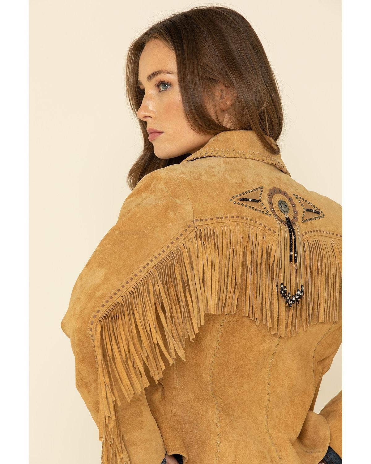Scully Women's Fringe and Beaded Suede Leather Jacket - Old Rust