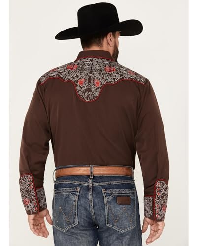 Scully Men's Rose Embroidered Long Sleeve Snap Shirt