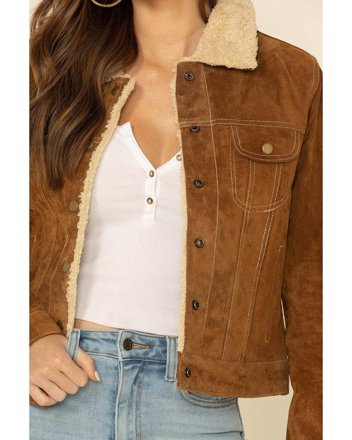 Scully Women's Faux Shearling Suede Leather Jacket - Cinnamon