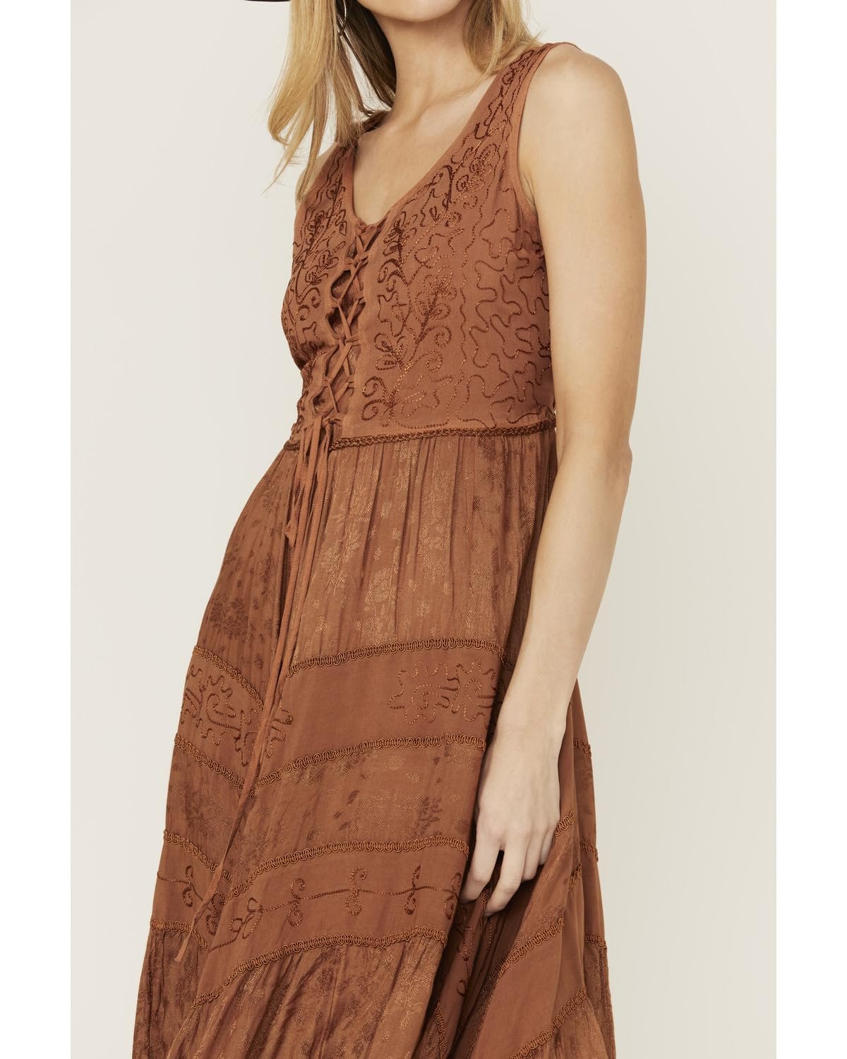 Scully Women's Lace Front Sleeveless Full Length Dress - Rust