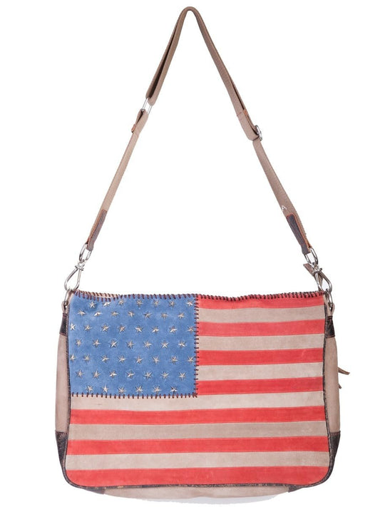 Scully Leather And Suede Crossbody Flag Handbag