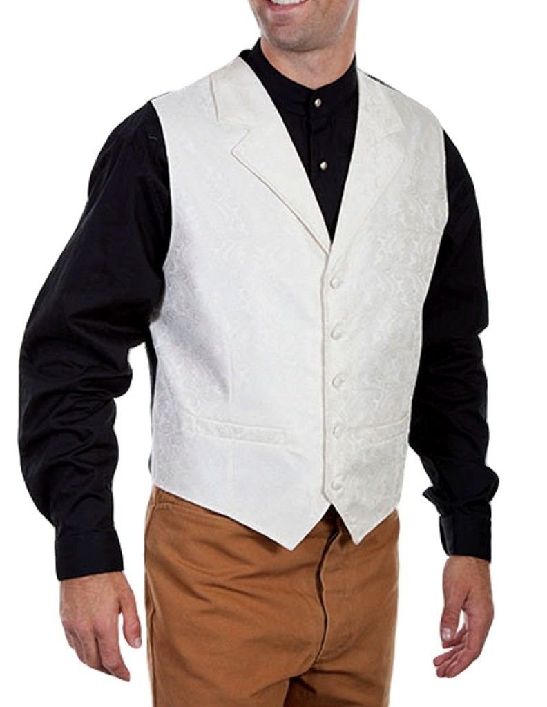 Scully Rangewear Men's Paisley Button Vest - Cream