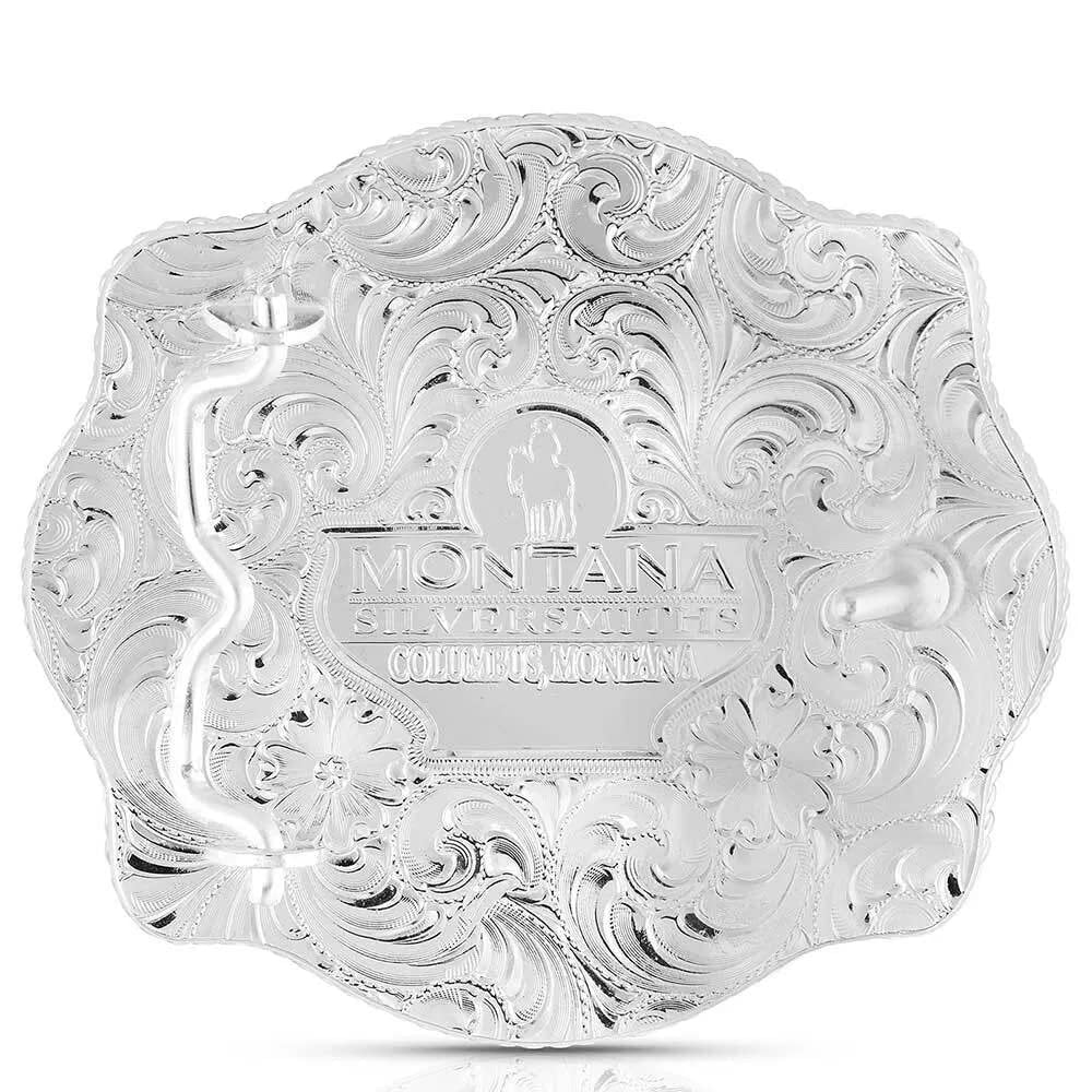 Montana Silversmiths Unisex Scalloped Champion Bullriding Belt Buckle Silver One Size