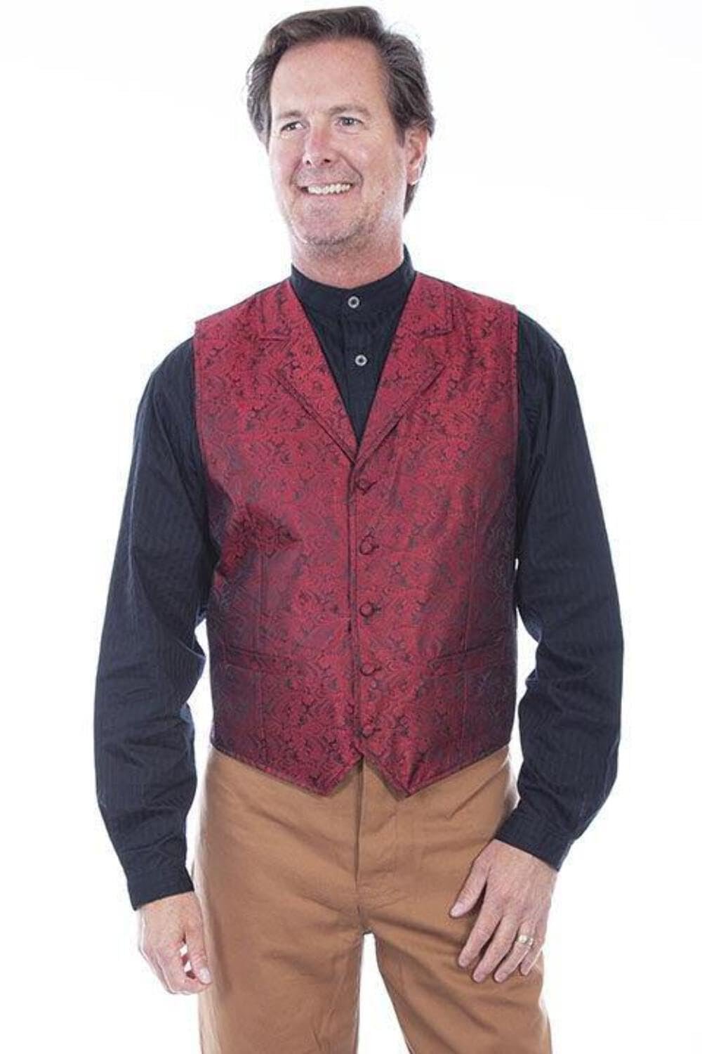 Scully Rangewear Men's Paisley Button Vest - Red