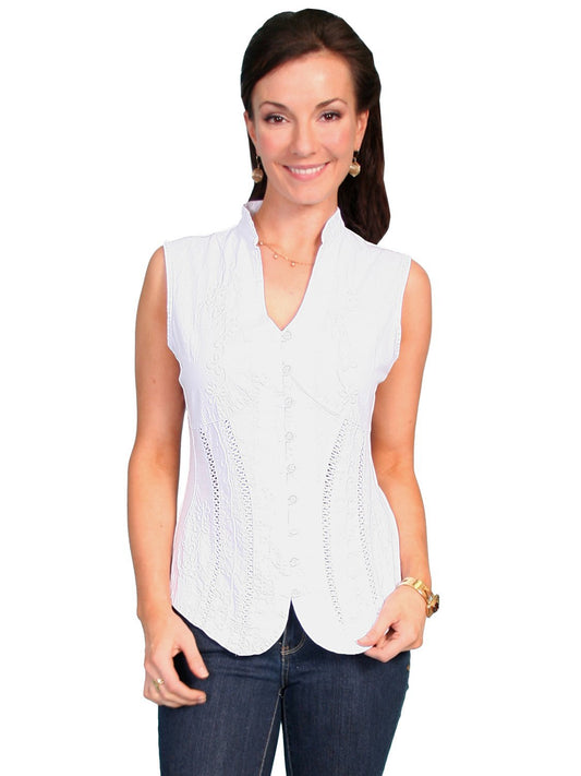 Scully Women's Western Cantina Sleeveless Blouse - White