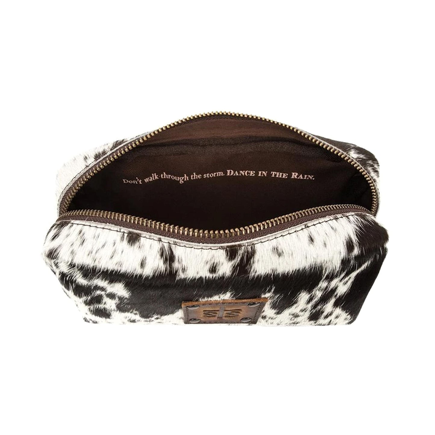 STS Ranchwear Women's Western Leather Cowhide Bebe Cosmetic Bag, White, One Size
