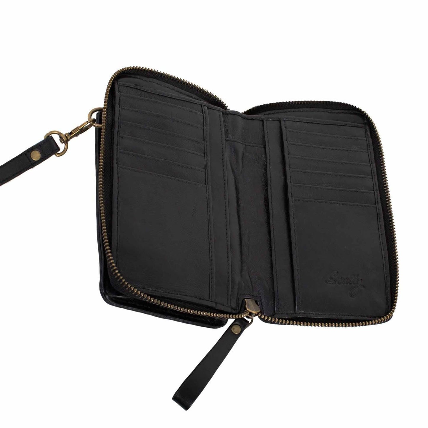 Scully Compact Leather Crossbody Handbag - Black