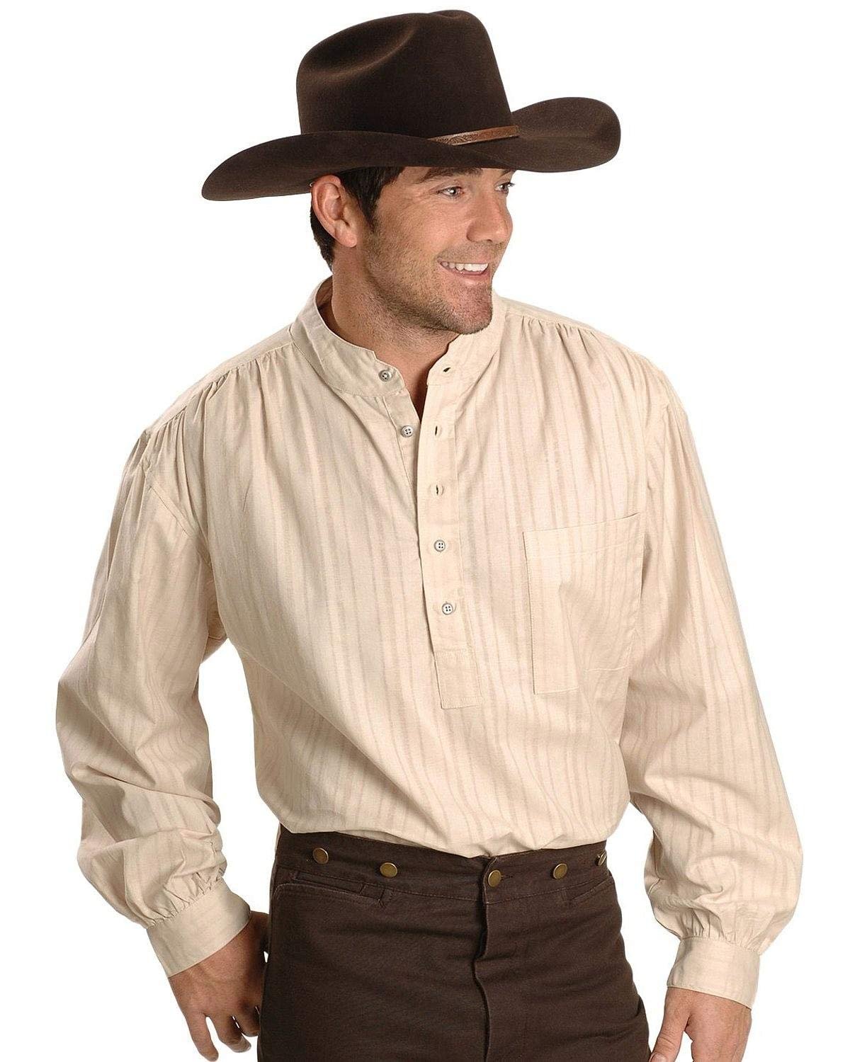 Scully Rangewear Men's Tonal Dobby Stripe Shirt - Natural