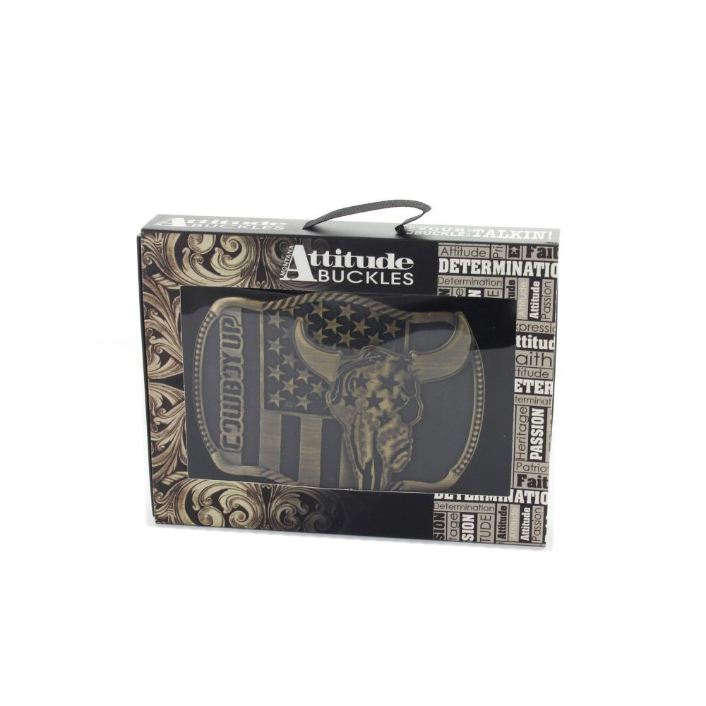 Montana Silversmiths Cowboy Up Collection Western Attitude Belt Buckle (Strength in Heritage - Brass Finish)