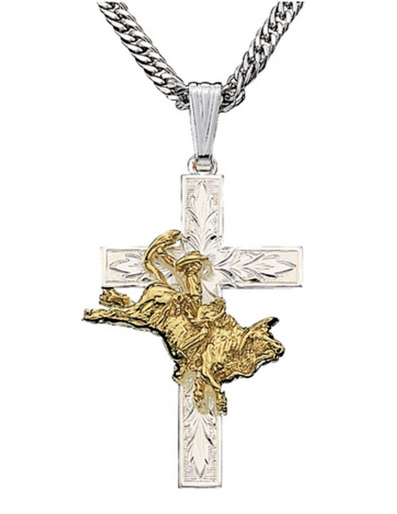 Montana Silversmiths Bull Rider Cross Necklace