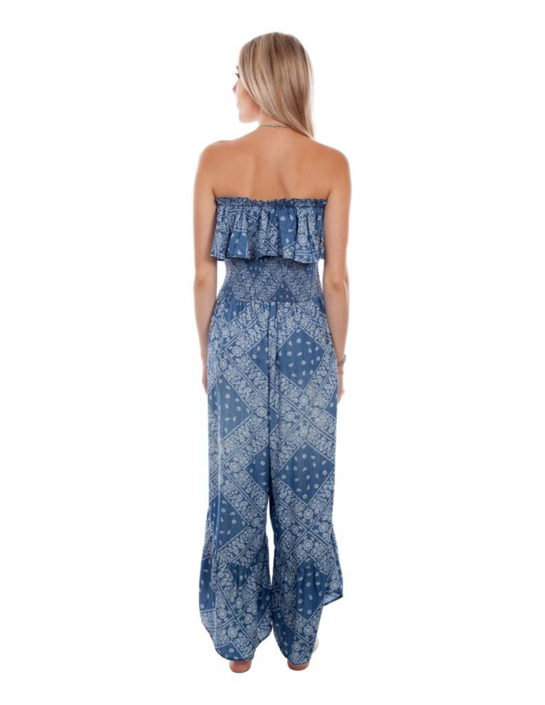 Scully Women's Banadana Print Ruffle Jumpsuit - Light Blue